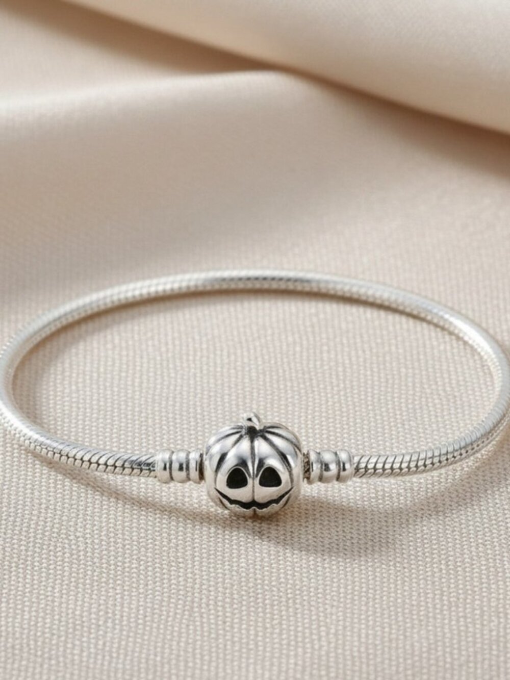 Silver Pumpkin Charm Bracelet
